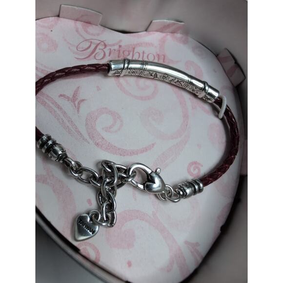 Brighton Retired Glastonbury Bar Dark Red Leather Bracelet free ship gift NEW! - Picture 2 of 2
